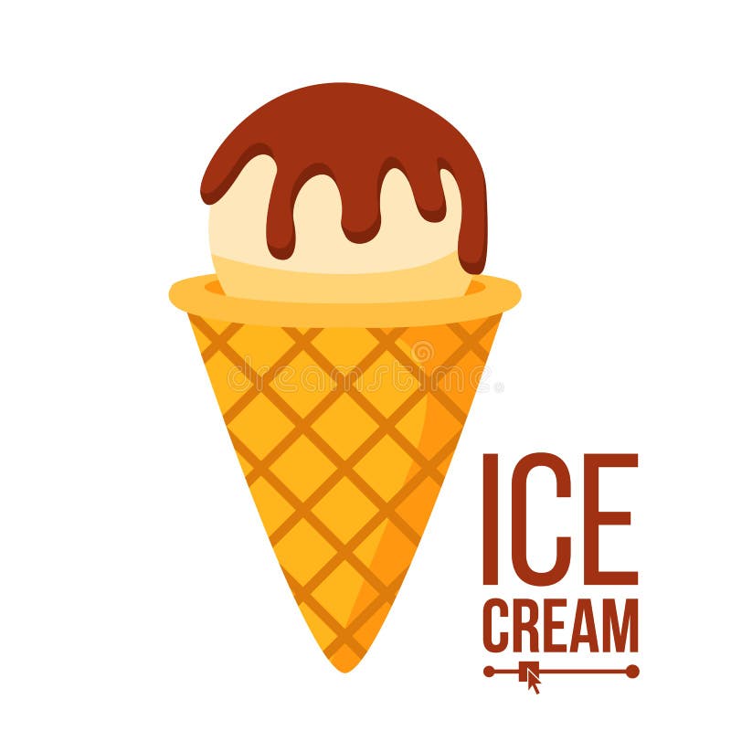 Ice Cream Icon Vector. Tasty Cone With Chocolate. Dessert. Isolated Flat Cartoon Illustration stock illustration Ice Cream Icon Vector. Tasty Cone With Chocolate. Dessert. Isolated Flat Cartoon Illustration stock illustration