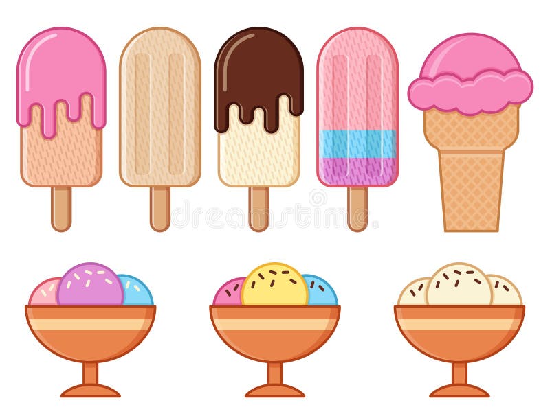 Ice Cream Icons. Vector Illustration Stock Vector - Illustration of animated,  outline: 153706451