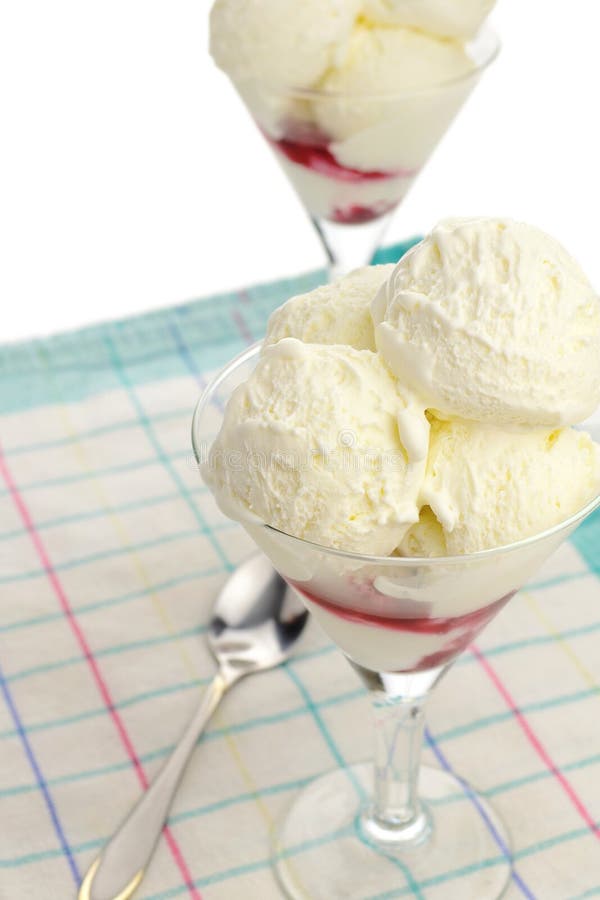 Ice Cream in Martini Glass on Towel Stock Image Image of sundae