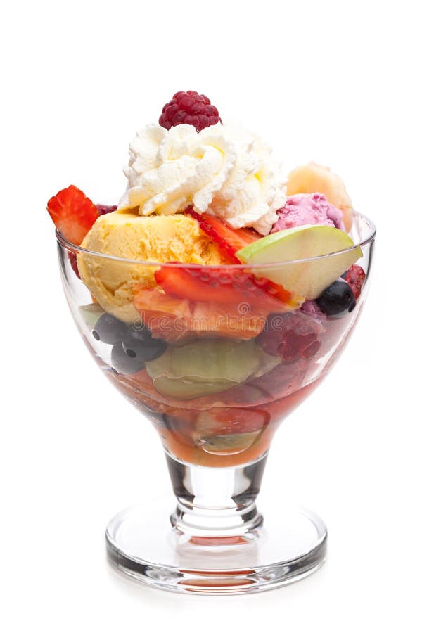 Ice cream menu - Fruit salad with whipped cream royalty free stock photo Ice cream menu - Fruit salad with whipped cream royalty free stock photo