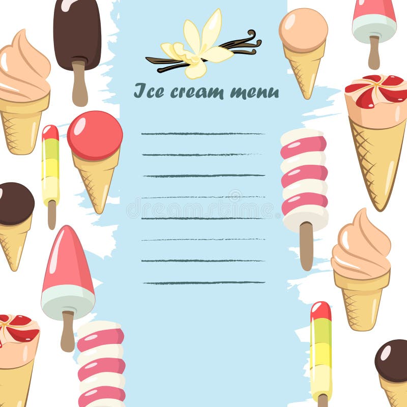 Ice cream menu stock vector. Illustration of element 33123935