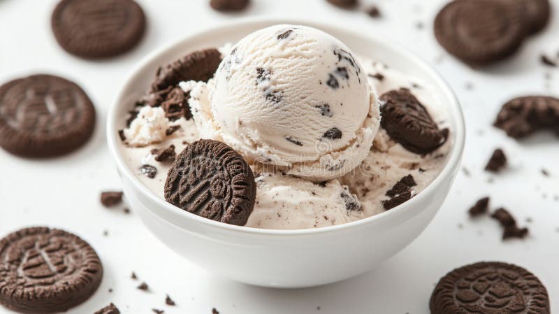 Ice cream with Oreo cookies, creamy texture, delicious dessert royalty free stock photo