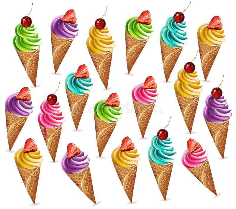 Ice Cream Scoop and Cone Clipart {Colorful and Cute} Borders, banners,  images