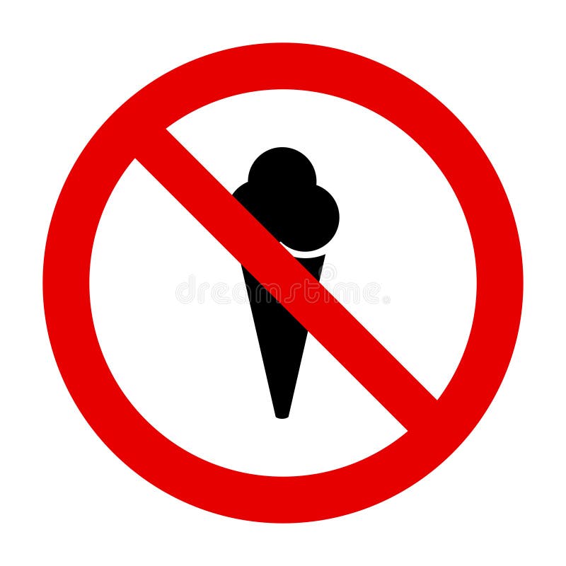 Ice cream and prohibition sign royalty free illustration
