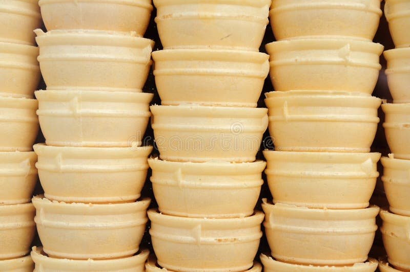 Ice-Cream s cones crispy background.