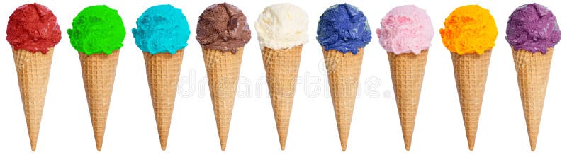 Ice cream scoop collection sundae cone in a row icecream summer stock photos Ice cream scoop collection sundae cone in a row icecream summer stock photos