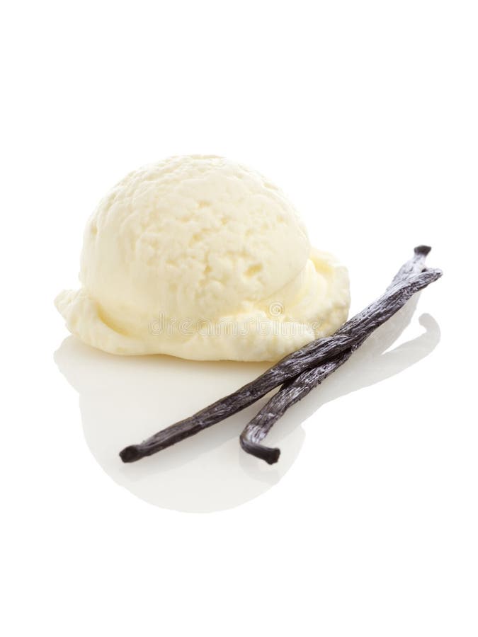 Ice Cream Scoop and Vanilla Pods royalty free stock image