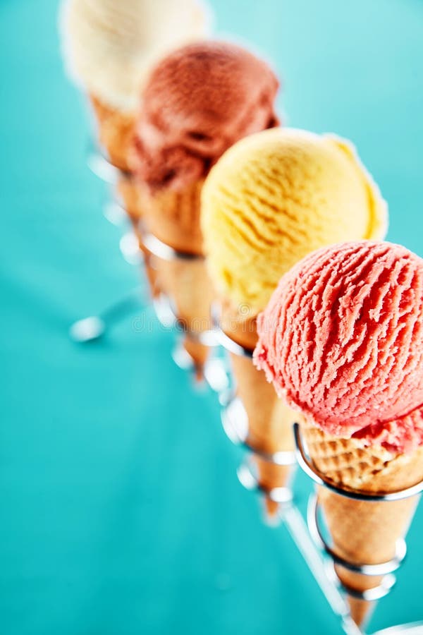 Row of ice cream scoops stock image. Image of choc, panorama 89050361