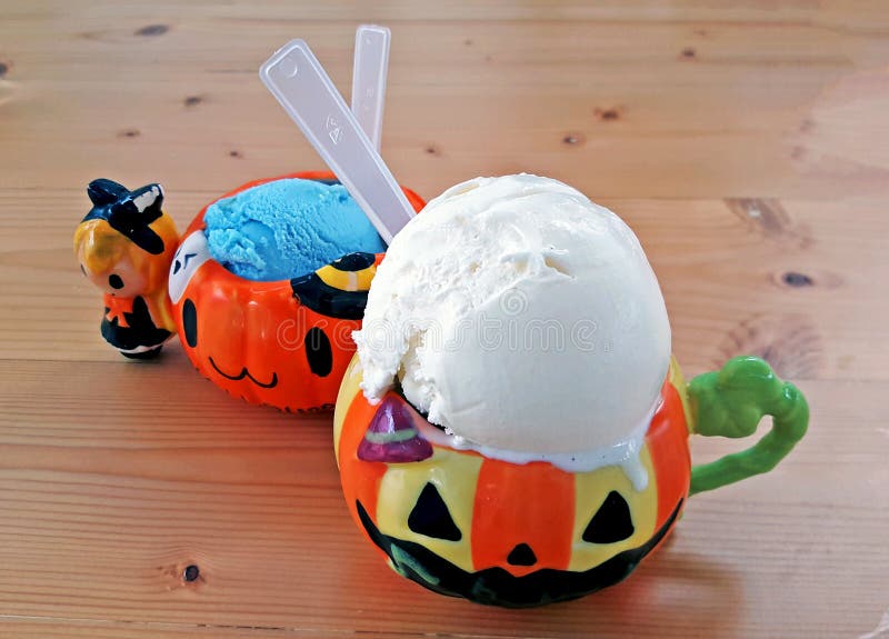 Ice Cream Scoops in Halloween Cups Stock Image Image of decorated
