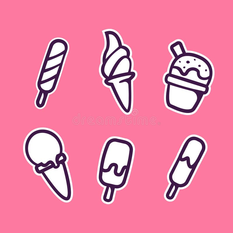 Ice cream set doodle vector icon sticker hand drawing style vector illustration vector illustration