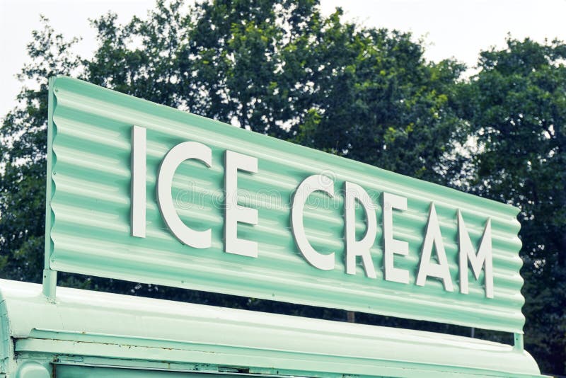 Ice cream sign on food truck stock photo Ice cream sign on food truck stock photo