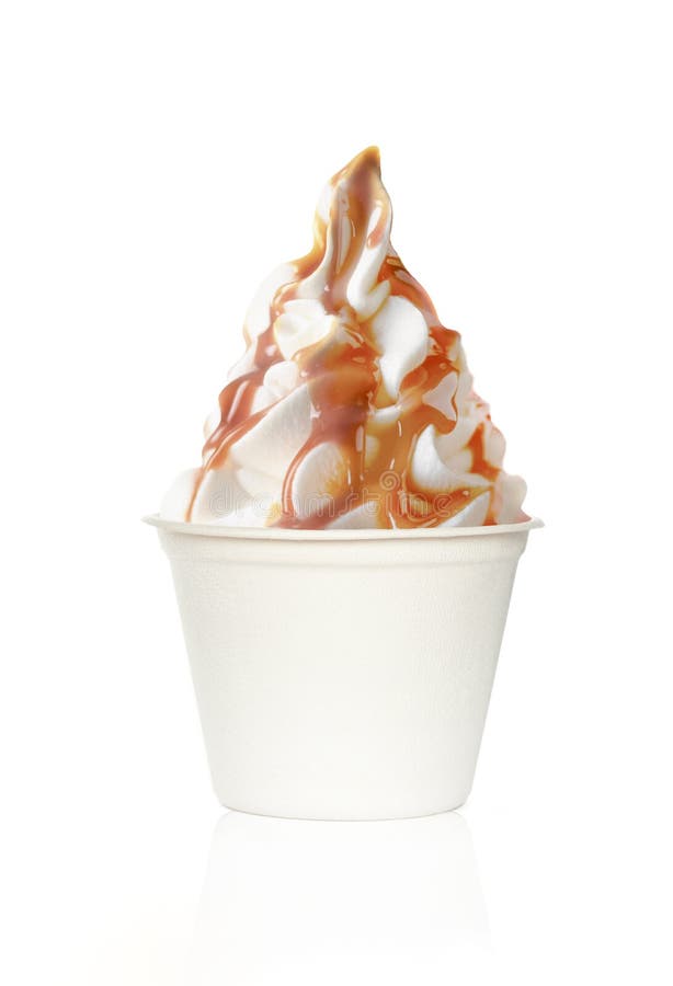 Ice cream sundae with caramel topping