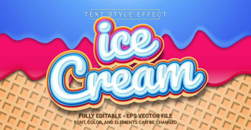 Ice Cream Text Style Effect. Editable Graphic Text Template stock illustration
