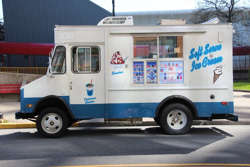 Vehicle selling ice cream on Roosevelt Island, New York. Vehicle selling ice cream on Roosevelt Island, New York