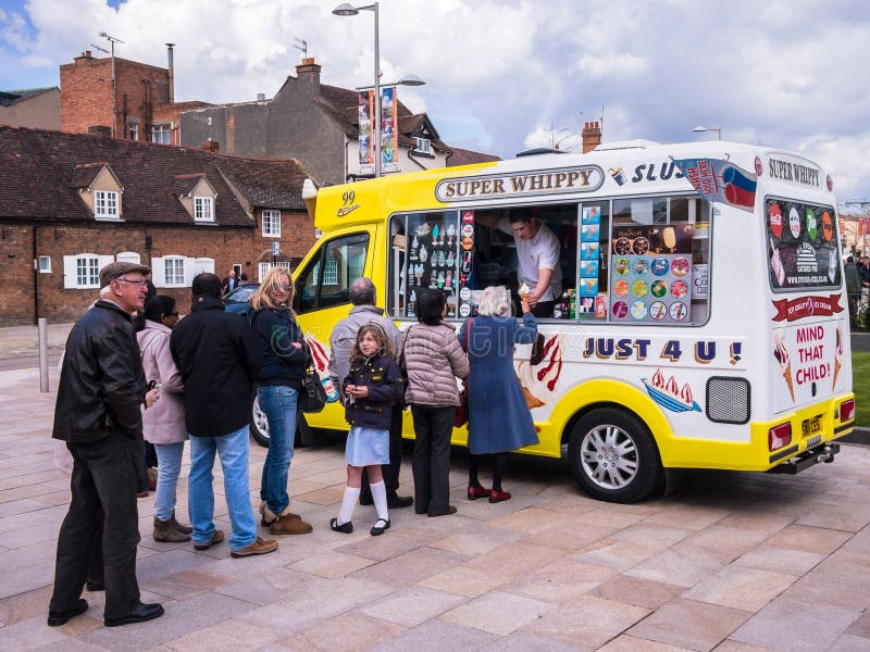 People in Ice Cream Van Queue