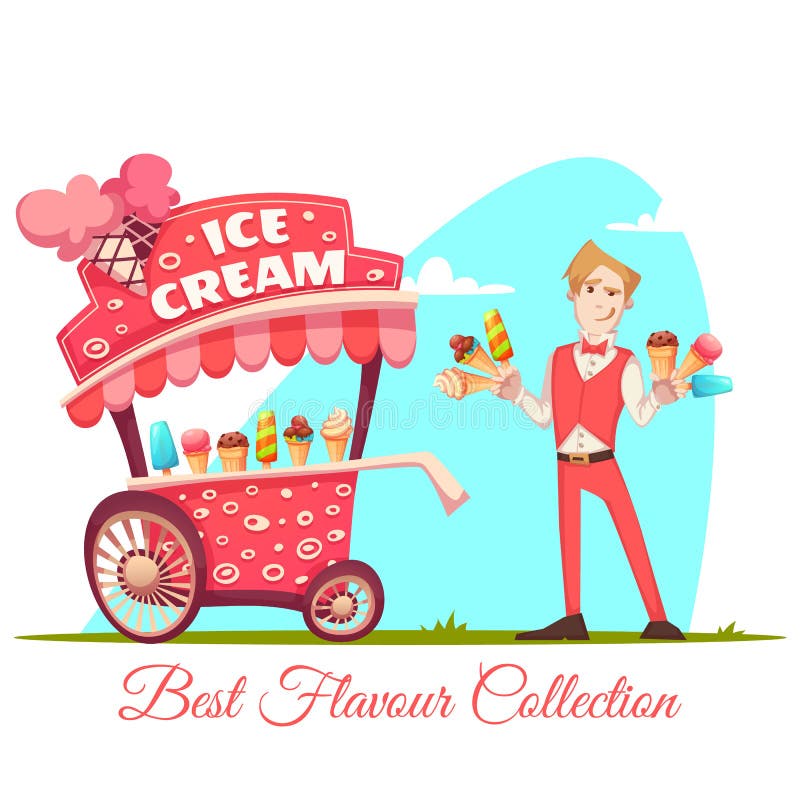 Ice cream stand with balloons summer Royalty Free Vector