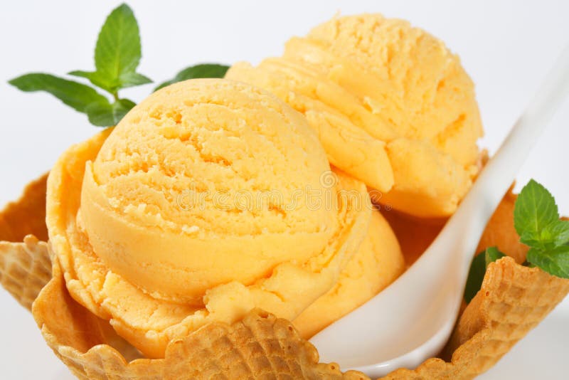 Ice cream in waffle basket stock image. Image of shot 61410655