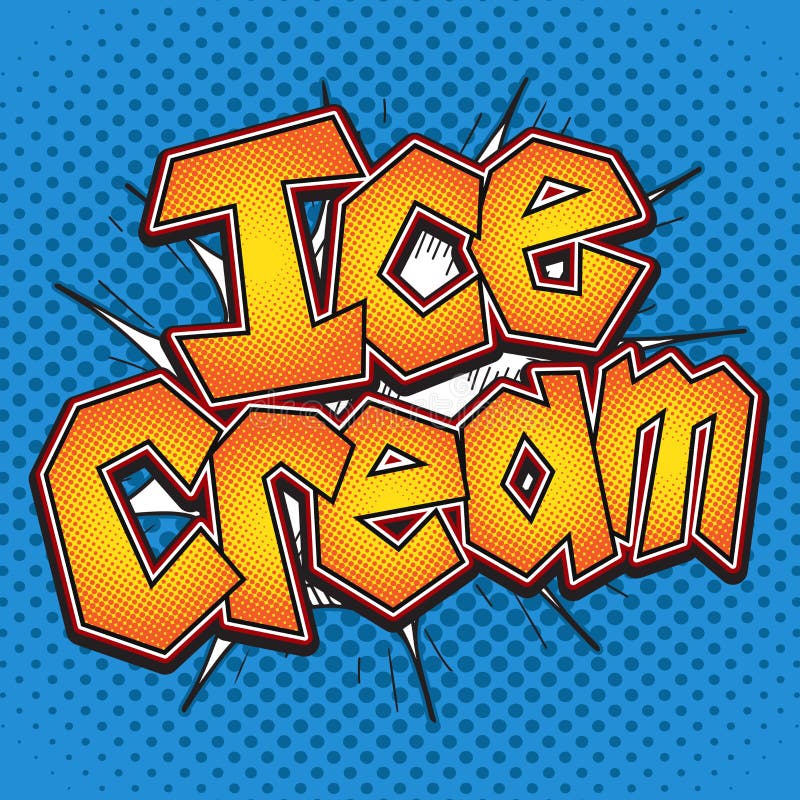 Ice Cream Word Vector Flat Poster Design. Sweet and Delicious Summer