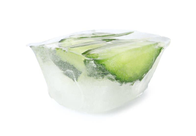 Ice Cube with Cucumber Slices and Rosemary Stock Image Image of