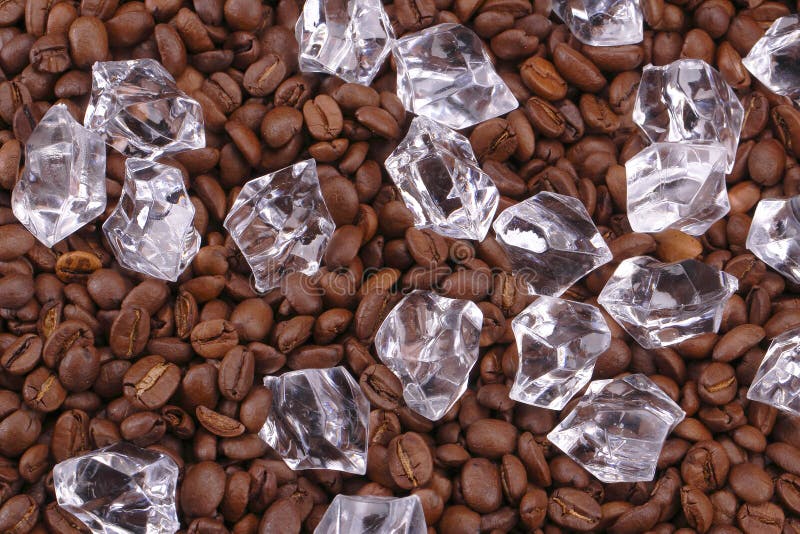 Ice cubes and coffea beans stock image. Image of roasted 27628001