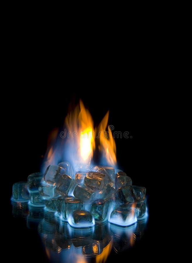 Ice cubes on fire