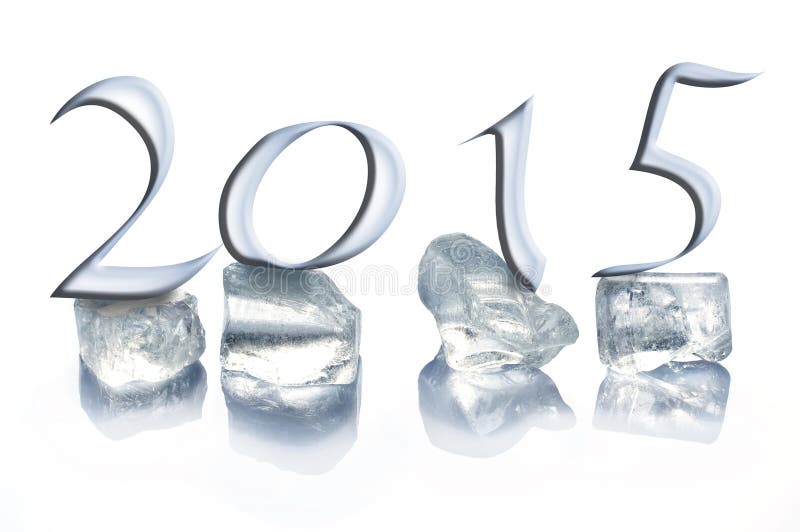 2015 ice cubes isolated on white