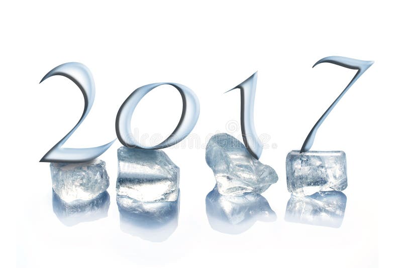 2017 ice cubes isolated on white