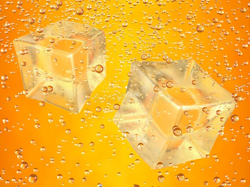 Un paio di cubetti di ghiaccio, nuoto in orange drink.