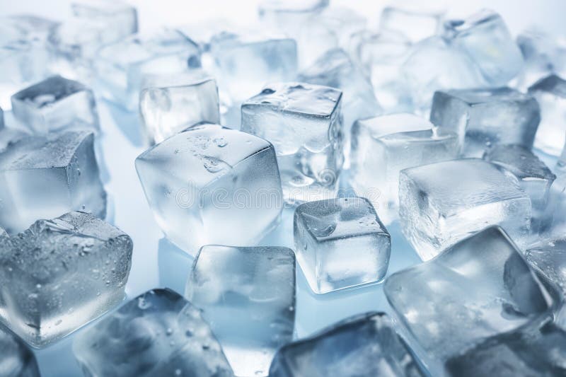 Ice Cubes in Various Shapes and Sizes for Refreshing Beverages Stock