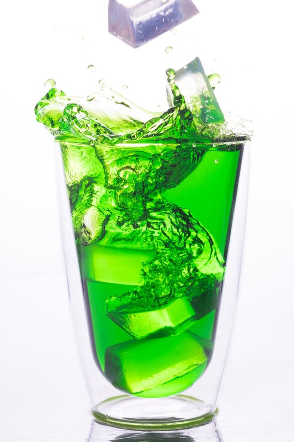 Ice Drop To Glass of Green Water Stock Photo Image of pouring