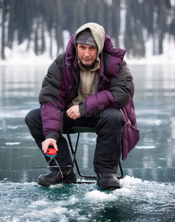 Ice fisherman royalty free stock photography