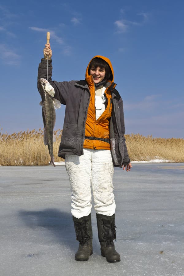 Ice fishing. stock images