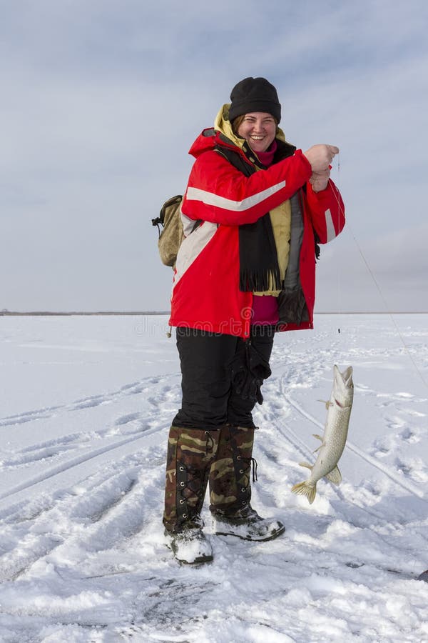 Ice Fishing. stock photo