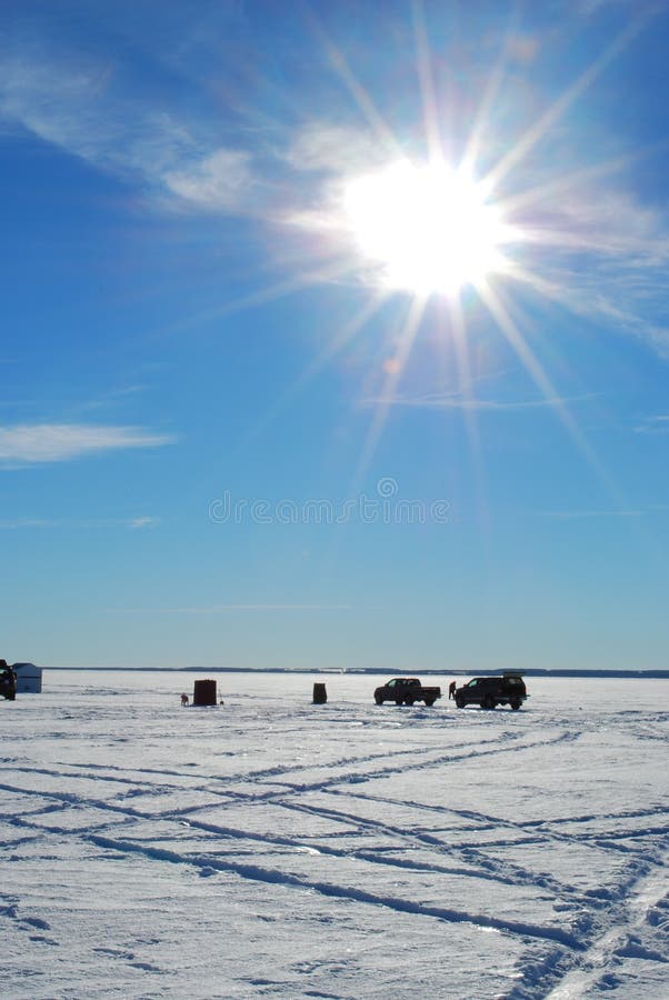 Ice Fishing Village stock photo. Image of trout, pigeon 10991950