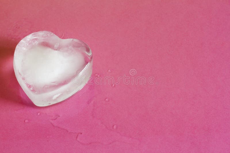 Ice heart on pink abstract valentine love background