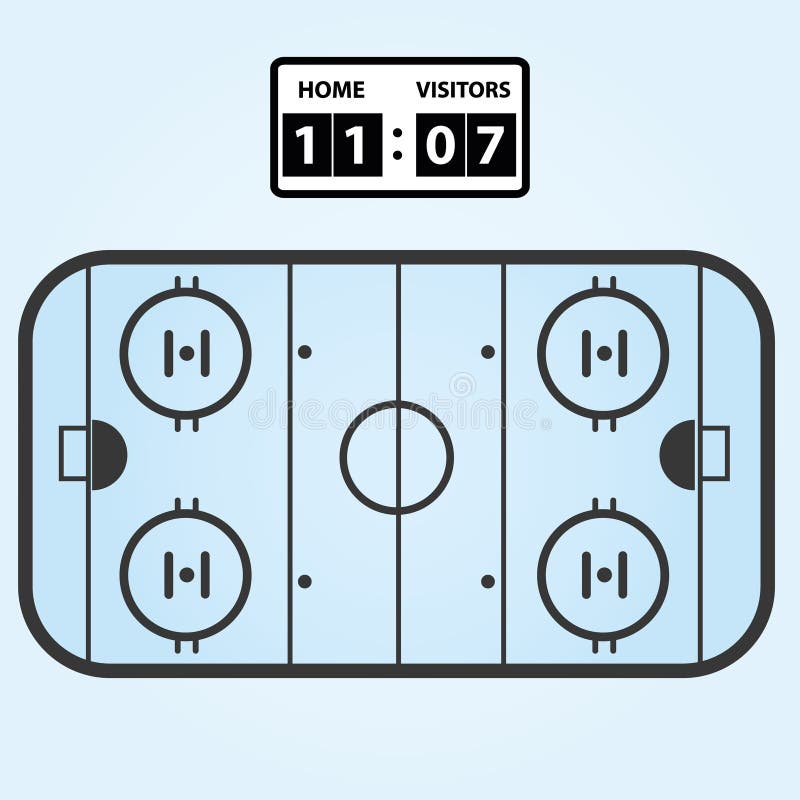 Ice Hockey Field Plan with Score Board Stock Vector Illustration of