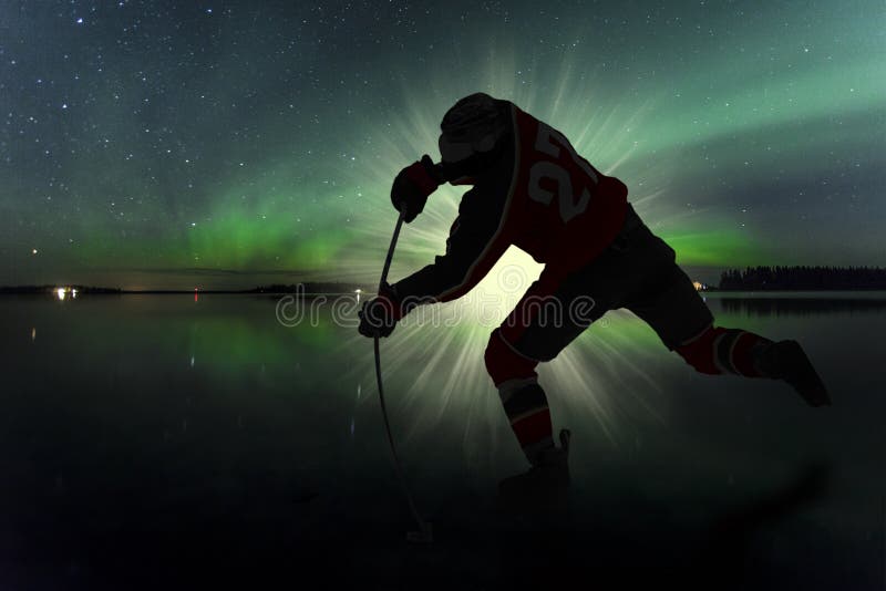 Ice Hockey Northern Lights stock photo. Image of player 82223810