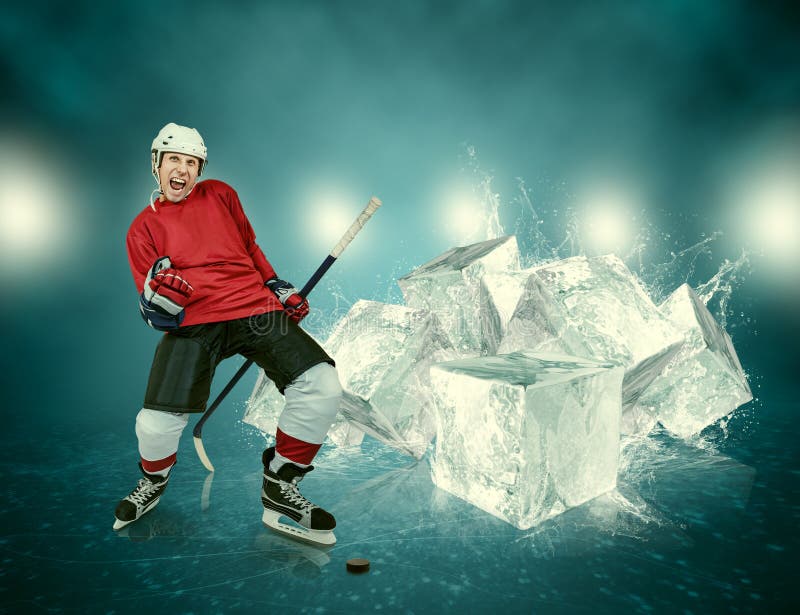 Ice Hockey Player Celebrates the Goal Scored Stock Photo Image of