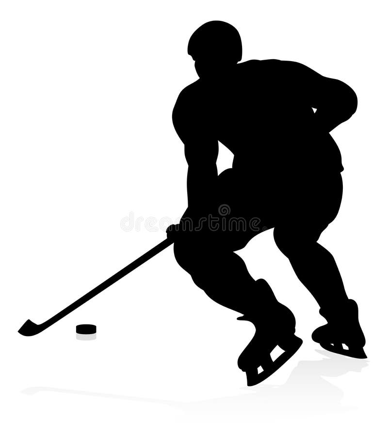 Hokej hráč silueta sportovní ilustrace.