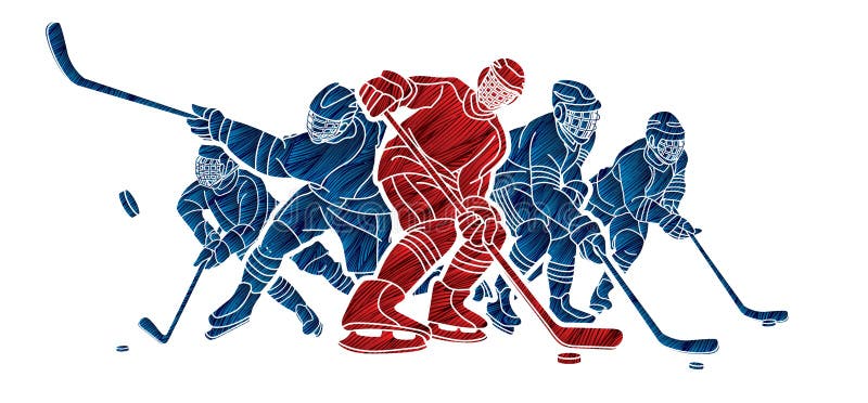 Cartoon Hockey Equipment Stock Clipart, Royalty-Free