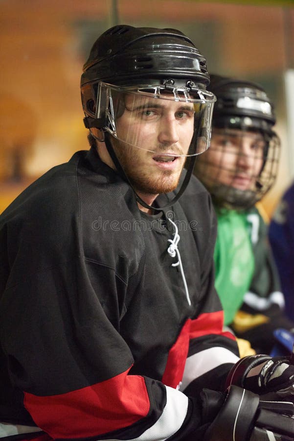 Ice hockey players on bench stock images Ice hockey players on bench stock images