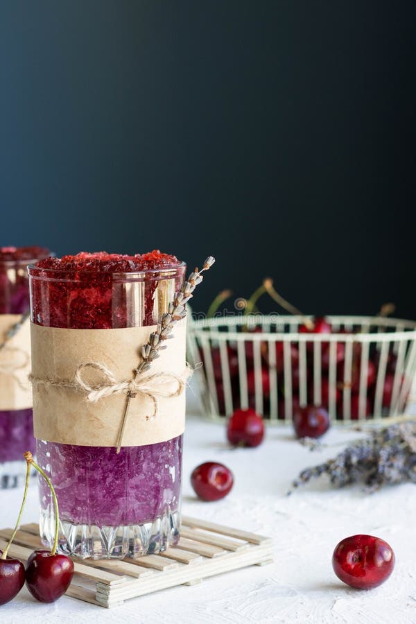 Ice Lavender Cocktail with Cherry Syrup Stock Photo Image of recipe