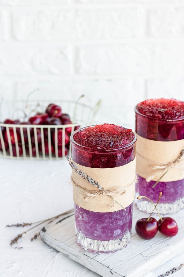 Ice Lavender Cocktail with Cherry Syrup Stock Image Image of basket