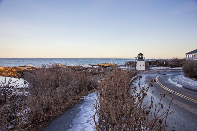 Ice on Marginal Way in Ogunquit by the Lobster Point Lighthouse in