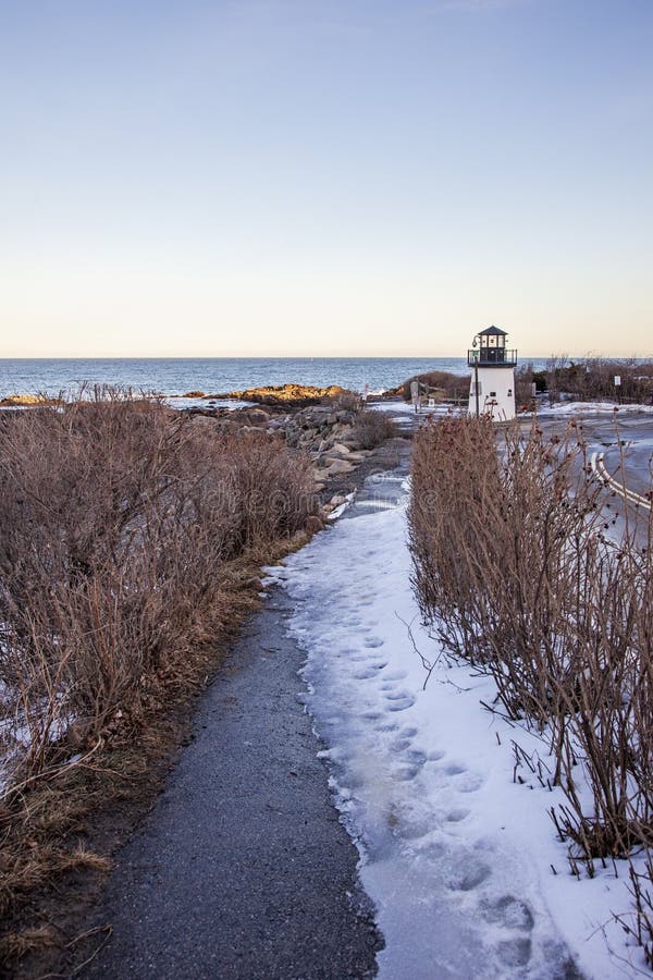Ice on Marginal Way in Ogunquit by the Lobster Point Lighthouse in