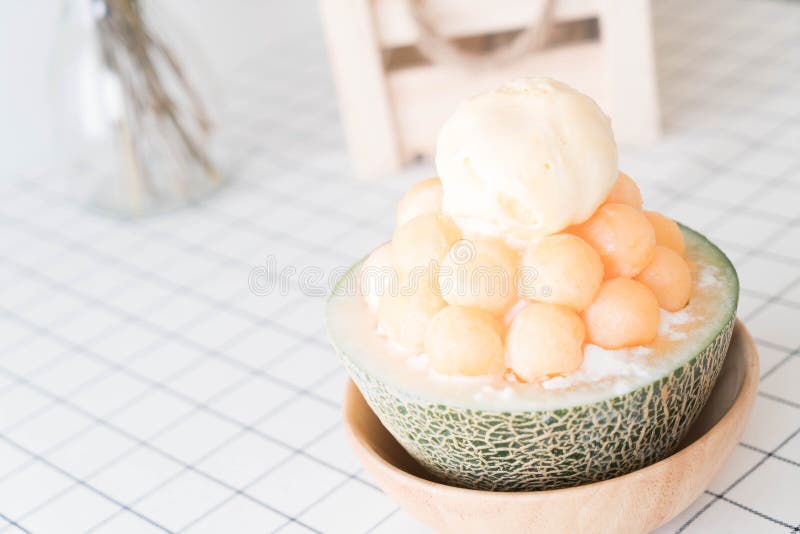 Ice Melon Bingsu, Famous Korean Icecream Stock Photo Image of asian