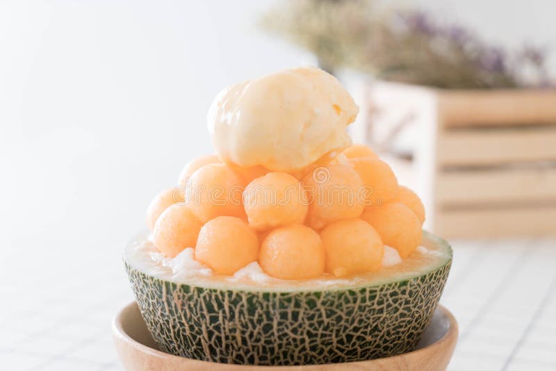 Ice Melon Bingsu, Famous Korean Icecream Stock Photo Image of bingsu
