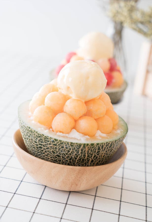 Ice Melon Bingsu, Famous Korean Icecream Stock Image Image of summer