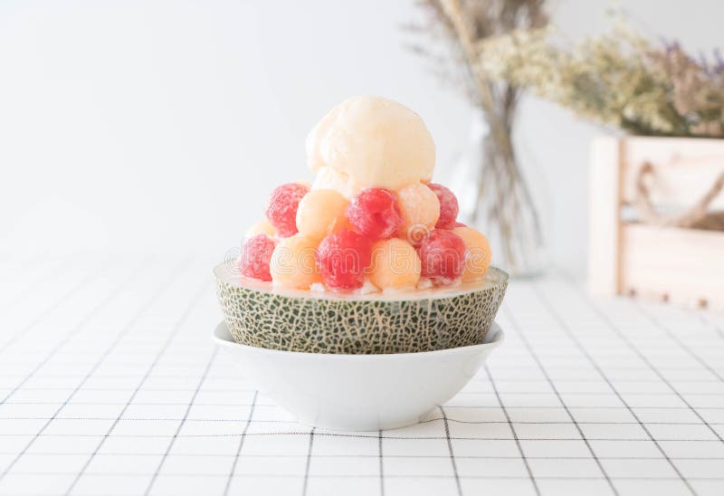 Ice Melon Bingsu, Famous Korean Icecream Stock Photo Image of famous