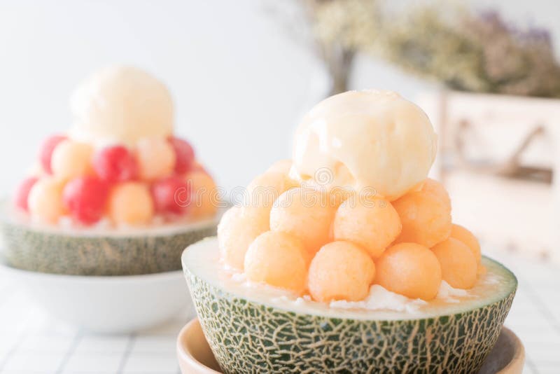 Ice Melon Bingsu, Famous Korean Icecream Stock Image Image of